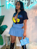 Summer Streetwear Graphic T Shirts V Neck Short Sleeve Tees Tops Women 2022 Black Top Fashion Print Bandage Tops