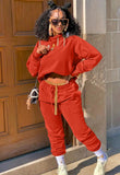 Casual Fleece Long Sleeve Hoody Top And Pant Matching