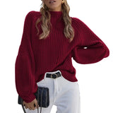 2025 New Loose Half-High Collar Knitwear Women's Solid Color Turtleneck