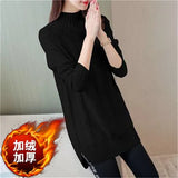 Knit Sweater Pullover Autumn Winter Clothes Korean Solid Long Sleeve Pull Warm Half Turtleneck Sweater Female Jumper