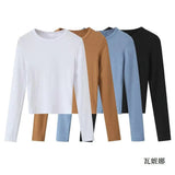 Round Collar Stitching Long Sleeve Bottom Shirt Women Autumn And Winter New Slimming Inside T-Shirt