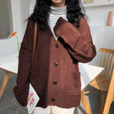 Women Solid Simple Basic Sweater Kawaii Preppy Style Casual Long Sleeve V-neck Loose Plus Size 2XL All-match Autumn