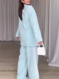 Fashion Striped Print Suit Wide Leg Pants Temperament Suit Female