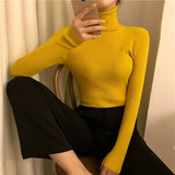 Solid Color Basic Versatile Turtleneck Sweater Thick Winter Long Sleeve Classic Knitted Bottoming Shirt Women Top