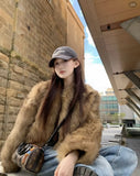 2025 Brown Short Eco-Friendly Fur High Fashion Lazy