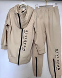 Street Loose Oversized Tracksuit Back Zipper Long Hoodie + Pants Set Winter Alphabet Sportswear Pullover Hip-Hop Two-Piece
