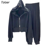 Casual Sports Suits Women 2022 Autumn New Zipper Cardigan Hoodies And Sweatpants Two Piece Sets Hooded Jackets