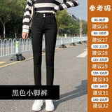 Wear 2023 New High-Waisted Trousers With Double Buttons, Stretch, Slim, High Pencil, Nine-Cent Jeans-Outfit