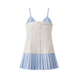 College Wind V-Neck Sleeveless Hottie Wind Short Skirt Fake Two Sling