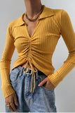 Front Tie Ribbed Johnny Collar