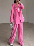 Fashion Striped Print Suit Wide Leg Pants Temperament Suit Female