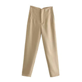 Trousers Slimming Solid Color Pleating Formal