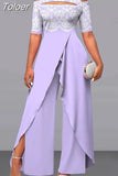 Toloer Women Summer Jumpsuit Elegant Short Sleeve Loose Casual One Piece Wide Legs Pants Rompers Streetwear Office Lady 102-0-Outfit