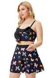 High-Waisted Strap Butterfly Plus Size Two Piece