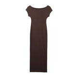 New Fitting Solid Color Medium And Long Version Knitted Dress 2335175-Outfit
