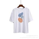 Summer Abstract Aesthetic Print T-Shirt Women's Cotton Soft Loose Basic Top Ins