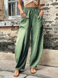Solid Color Pocket Trousers With An