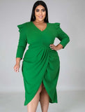 Plus Size V-Neck Wrap Hem Irregular Party