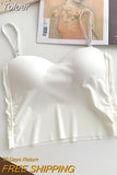 Fashion Women Camis With Bra Pad Cute Crop Tops Spaghetti Backless Tank Tops For Women Ice Silk Fabric