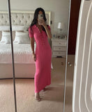 Summer New Women's Pure Color Collar Simple Long