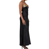 Women Sling Bodycon Flower Embroidery Long Dress Evening Party Summer Clothes Sleeveless Skinny Dress Sexy Club-Outfit