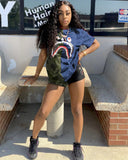 Shark Camo Colorblock Print Two-Piece