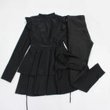 Size Muslim Swimwear 3 Pieces Whole Black Ruffle Burkini With Bra Padding Swimsuits Women Maillot De Bain Femme
