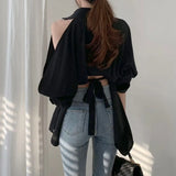 Blouse Tops New Lady Hollow Out Fashion Shirts Off Shoulder Spring Summer Clothes