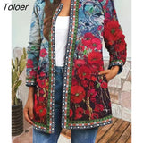 Print Long-Sleeved Cardigan Jacket 2023 Spring Autumn Women's Jacket New Women's Clothing Fashion Boho Coat