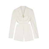 White Casual Blazer For Women Notched Long Sleeve Hollow Out Korean Straight Blazers Female 2021 Spring Fashion