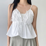 Design Sweet And Fresh Summer Fresh Temperament 100-Fold Vest Pleated With Solid Color Sling Vest-Outfit