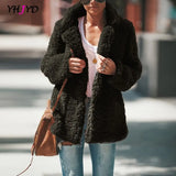 Women Faux Fur Coat Warm Soft Fur Outwear Plus Size Plush Overcoat Women's Jacket Casual Solid Winter