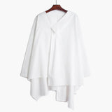Women Black Irregular Hem Big Size Blouse New V-neck Long Sleeve Loose Fit Shirt Fashion Tide Spring Autumn 2023