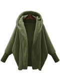 Autumer Winter Faux Fur Coat for Women Thick Loose Casual Hoodies Jackets Warm Batwing Sleeve Over Size Streetwear