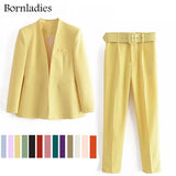Office Ladies Long Sleeve Blazer + Trousers 2 Piece Set Blazer Suit Fashion Women's Pant Suit Simple Solid Color