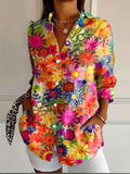 Spring And Summer New Women's Button-Print Casual Shirt
