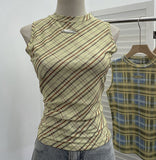Mesh Vest Retro Design Slim Slimming Sleeveless T-Shirt Short Top