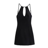Spring Style Buckle Dress With Collar And Bare Back Slim Sexy Dress 8342380-Outfit