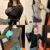 Version Of Chic Round Neck, Coloured Sleeves, Knitted Sweater, Autumn And Winter, A New Slim, Thin, Underwear Sweater-Outfit
