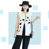 Small, French, Beautiful, Chic, Unique Design, Fragrant Style, White Sleeveless Embroidered Waistcoat Woman-Outfit