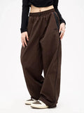 Contrast Piping Black Baggy Sweatpants-Outfit