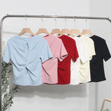 Design-Sense Short-Sleeved Back Hollow T-Shirt For Women's Summer New Body-Repair Short Small Shirt