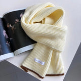 Women's Korean Soft Pit Ribben Wool Scarf Winter 2022 New Warm Knitting Wool Small Scarf