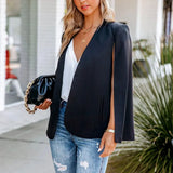 Women Jacket Elegant Office Lady Blazers Outwear White Sexy Split Fork Cape Suit Cape Sleeve Female Coat Spring Autumn-Outfit