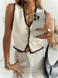 2025 Women's Flower Decoration Single-Billed Casual Knitted Vest