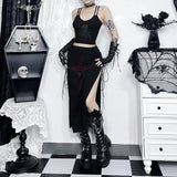 Summer 2024 New Hip Skirt Dark Wind Sexy Cross Splicing Basic Tie-Up Half-Skirt Woman-Outfit