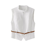 Spring Belt Vest 2010816 Wide Pleated Skirt 7385407-Outfit
