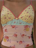 Retro Women Floral Print V-neck Tank Crop Tops Party Clubwear Sleeveless Strap Slim Fit Camis Summer Mini Vests 2024-Outfit