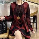 E-Commerce Spring And Autumn Wear Loose Sweater Sweater Hit Color Dress Women-Outfit