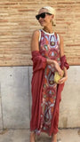 Summer New Temperament Elegant Printed Dress Collar Vest Two-Piece Set